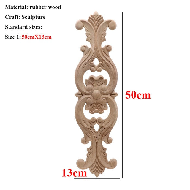 Unpainted Wood Oak Carved Wave Flower Applique for Home Furniture Decor Decorative Wood Carved Long