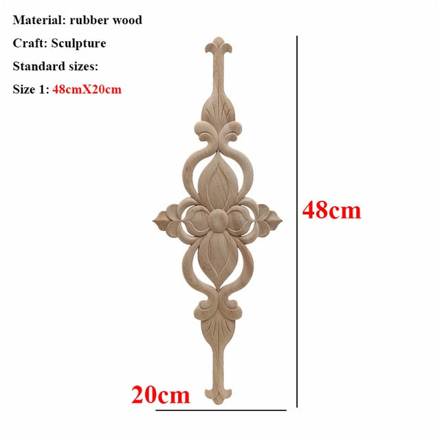Unpainted Wood Oak Carved Wave Flower Applique for Home Furniture Decor Decorative Wood Carved Long