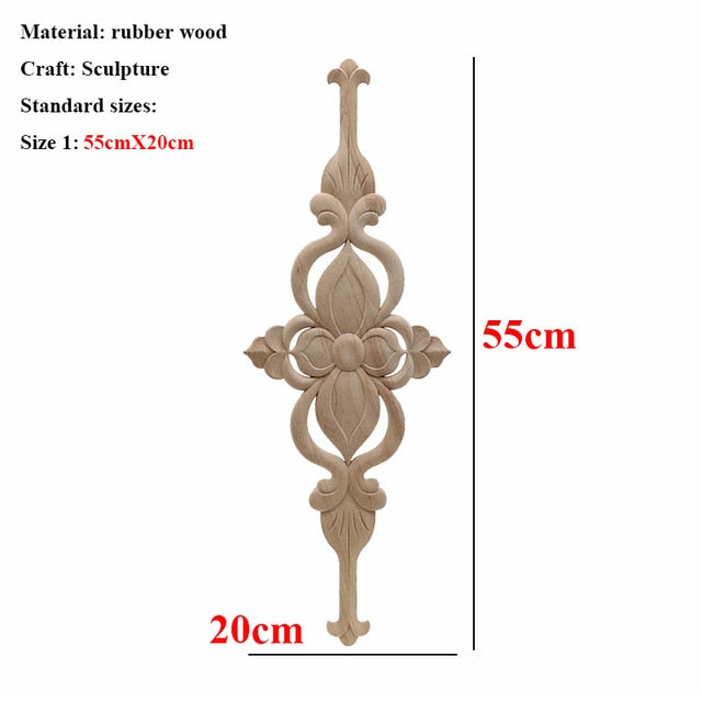 Unpainted Wood Oak Carved Wave Flower Applique for Home Furniture Decor Decorative Wood Carved Long