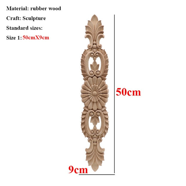 Unpainted Wood Oak Carved Wave Flower Applique for Home Furniture Decor Decorative Wood Carved Long