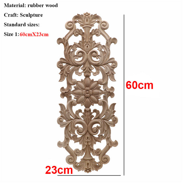 Unpainted Wood Oak Carved Wave Flower Applique for Home Furniture Decor Decorative Wood Carved Long