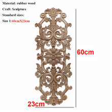 Load image into Gallery viewer, Unpainted Wood Oak Carved Wave Flower Applique for Home Furniture Decor Decorative Wood Carved Long