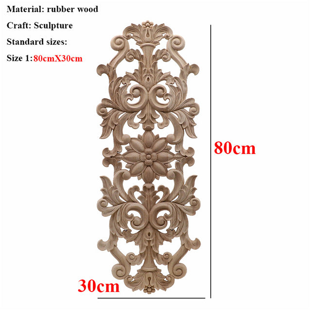 Unpainted Wood Oak Carved Wave Flower Applique for Home Furniture Decor Decorative Wood Carved Long