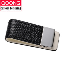 Load image into Gallery viewer, QOONG Money Clip Cash Clamp Holder Portable Leather Slim Money Clip Wallet Purse for Pocket Metal Money Holder Bill Clip ML1-046
