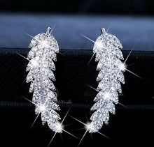 Load image into Gallery viewer, Fashion Feather Stud Earrings for Women Wedding Fine Jewelry Angle Wing CZ Leaves Earrings Brincos pendientes Xmas Gifts