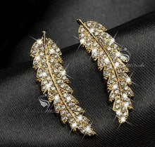 Load image into Gallery viewer, Fashion Feather Stud Earrings for Women Wedding Fine Jewelry Angle Wing CZ Leaves Earrings Brincos pendientes Xmas Gifts