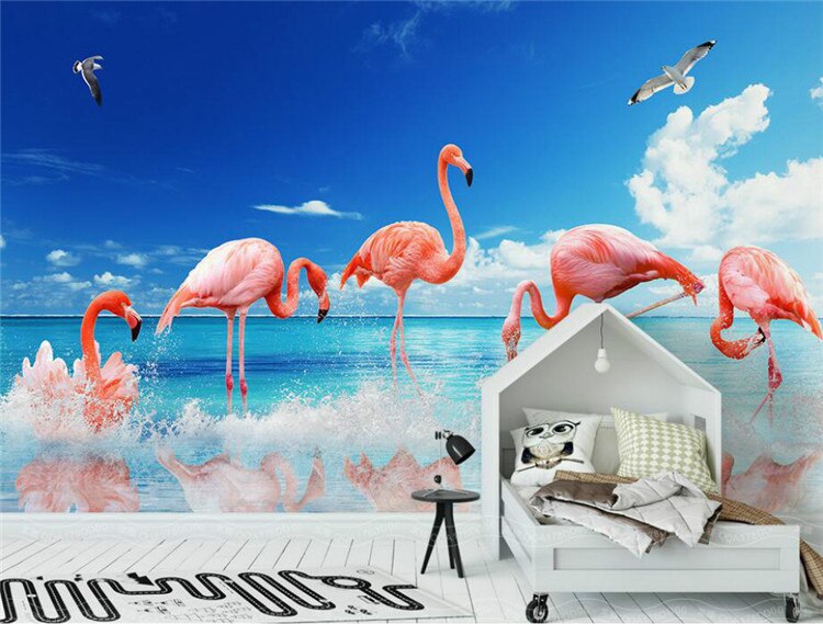 3D Wallpaper Home Improvement for Walls 3d Decorative Vinyl Wall Paper Modern minimalist flamingo background wall wallpapers