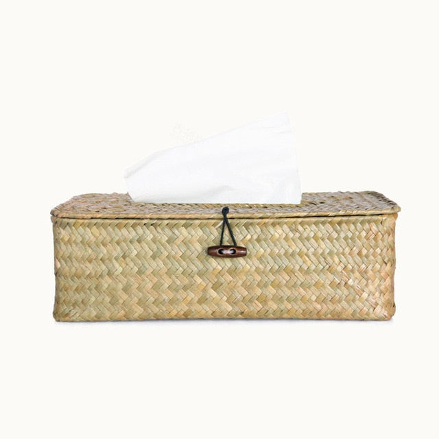 Rattan Rectangle Tissue Box Cover Rectangular Napkin Case Woven Napkin Paper Container Home Tissue Paper Holder