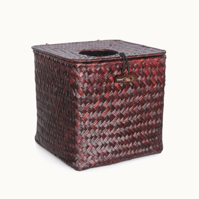 Handcrafted Rattan Tissue Box Vintage Seagrass Tissue Holder Roll Paper Wicker Woven Tissue Box Home Décor