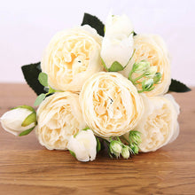 Load image into Gallery viewer, 30cm Rose Pink Silk Peony Artificial Bouquet Flowers 5 Big Heads 4 Small Bud Bride Wedding Home Decoration Fake Flowers Faux