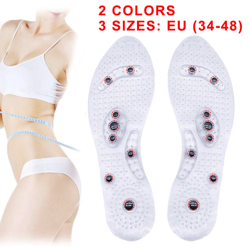 Unisex Magnetic Massage Insoles Foot Acupressure Shoe Pads Therapy Slimming Insoles for Weight Loss Transparent