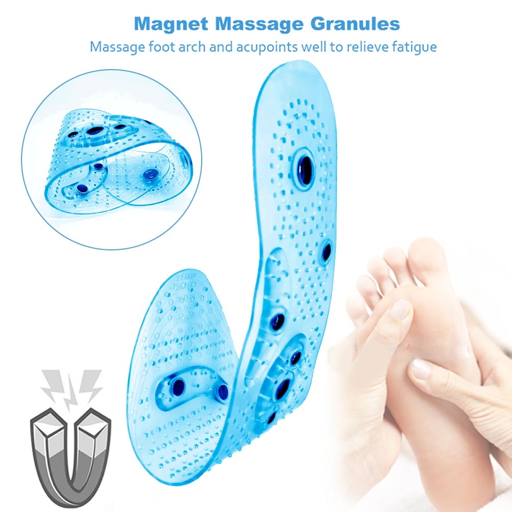 Unisex Magnetic Massage Insoles Foot Acupressure Shoe Pads Therapy Slimming Insoles for Weight Loss Transparent