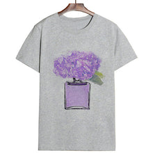 Load image into Gallery viewer, Women Clothes Summer Short Sleeve Fashion Perfume Flower Woman Female T-shirt Leisure Vogue Thin Section Printed Tshirt Top