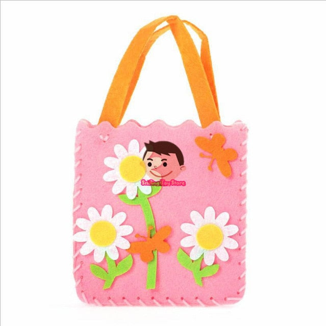 DIY Handbag Children Craft Toy Mini Bag Non-woven Cloth Colorful Handmade Bag Cartoons Animals Children Handbags