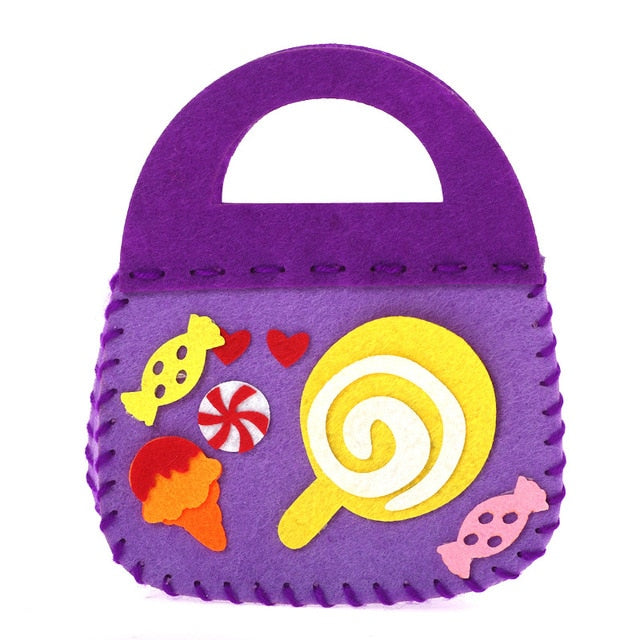DIY Handbag Children Craft Toy Mini Bag Non-woven Cloth Colorful Handmade Bag Cartoons Animals Children Handbags