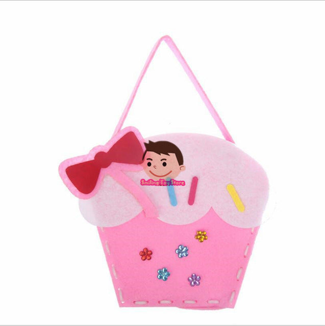 DIY Handbag Children Craft Toy Mini Bag Non-woven Cloth Colorful Handmade Bag Cartoons Animals Children Handbags