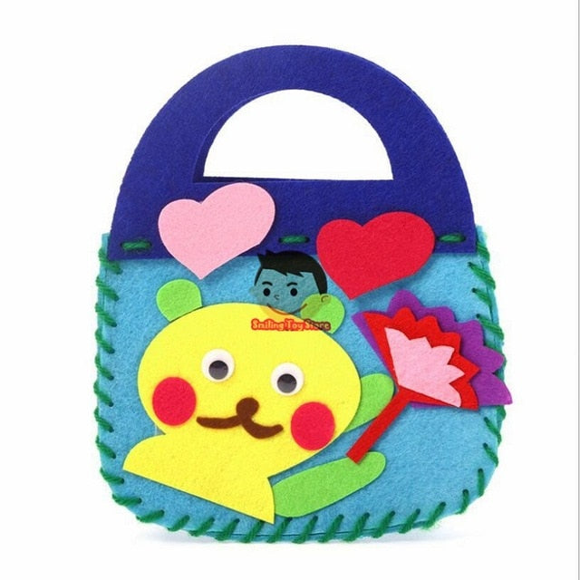 DIY Handbag Children Craft Toy Mini Bag Non-woven Cloth Colorful Handmade Bag Cartoons Animals Children Handbags
