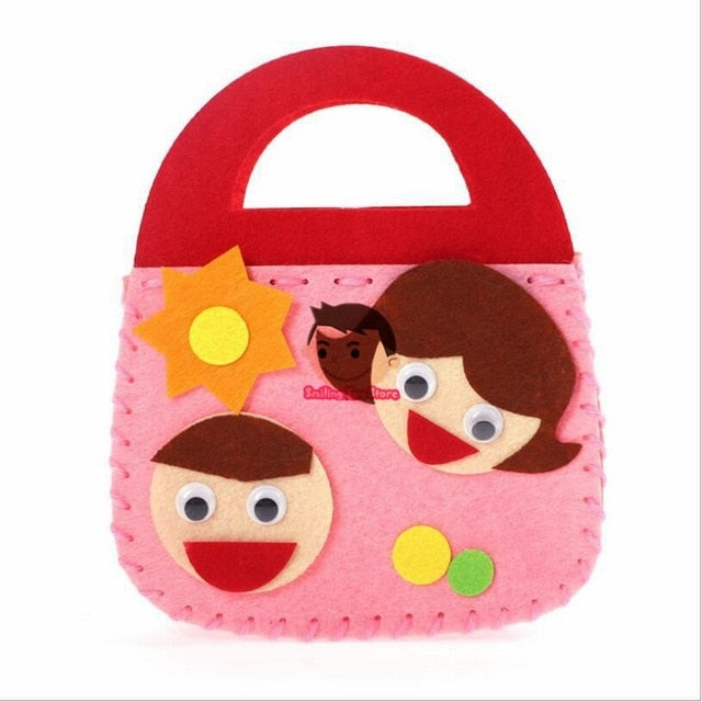 DIY Handbag Children Craft Toy Mini Bag Non-woven Cloth Colorful Handmade Bag Cartoons Animals Children Handbags