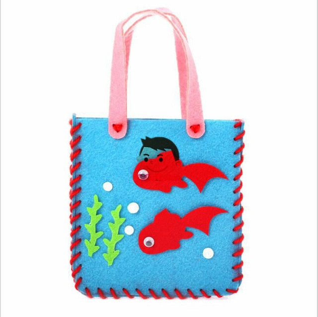 DIY Handbag Children Craft Toy Mini Bag Non-woven Cloth Colorful Handmade Bag Cartoons Animals Children Handbags
