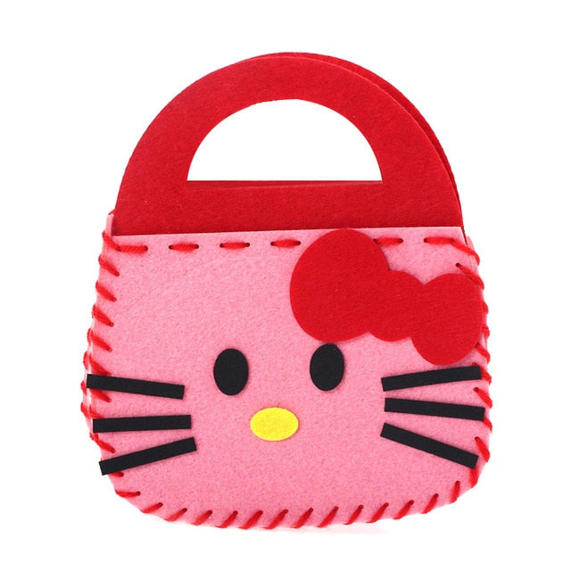 DIY Handbag Children Craft Toy Mini Bag Non-woven Cloth Colorful Handmade Bag Cartoons Animals Children Handbags