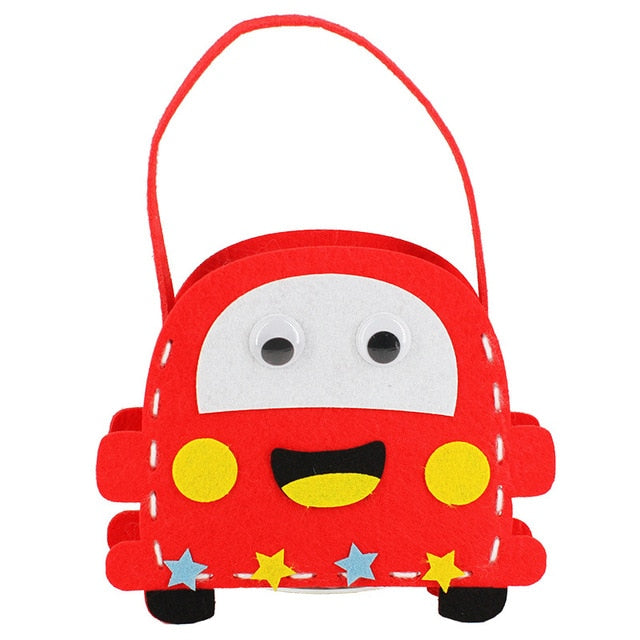 DIY Handbag Children Craft Toy Mini Bag Non-woven Cloth Colorful Handmade Bag Cartoons Animals Children Handbags