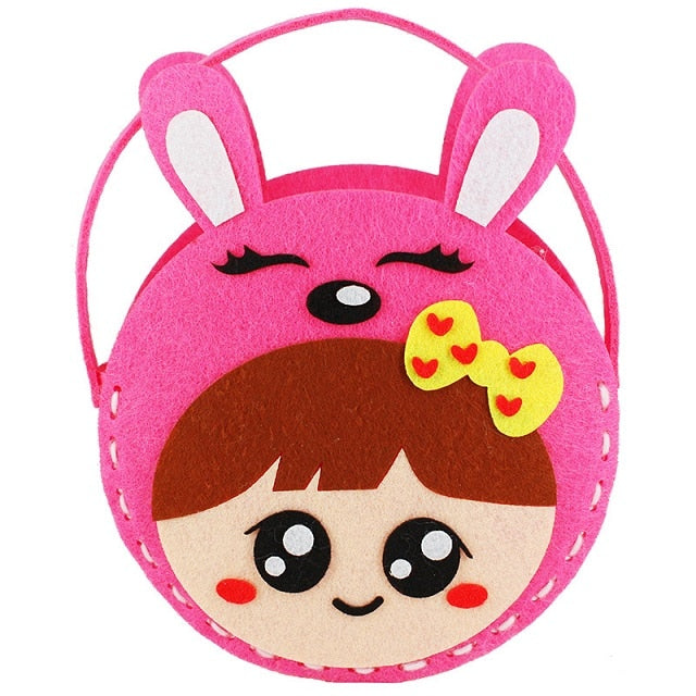 DIY Handbag Children Craft Toy Mini Bag Non-woven Cloth Colorful Handmade Bag Cartoons Animals Children Handbags