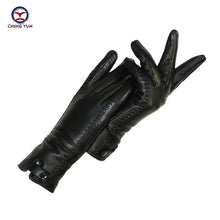 Load image into Gallery viewer, High-quality Genuine Leather Women Gloves Rabbit Fur Lining Riveted Clasp Winter Warm Woman Soft