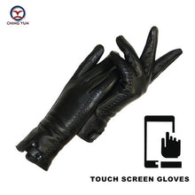 Load image into Gallery viewer, High-quality Genuine Leather Women Gloves Rabbit Fur Lining Riveted Clasp Winter Warm Woman Soft
