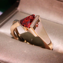 Load image into Gallery viewer, Modern Style Luxury Female Crystal Red Champagne Stone Ring Fashion Rose Gold Finger Ring Party Geometric Rings For Women