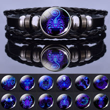 Load image into Gallery viewer, 12 Zodiac Signs Constellation Charm Bracelet Men Women Fashion Multilayer Weave leather Bracelet & Bangle Birthday Gifts