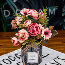 Load image into Gallery viewer, Beautiful tea rose silk flower fall artificial plastic flower for wedding home accessories decoration room decor