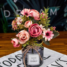 Load image into Gallery viewer, Beautiful tea rose silk flower fall artificial plastic flower for wedding home accessories decoration room decor
