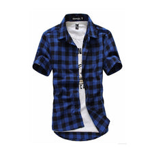 Load image into Gallery viewer, Men Summer Fashion Plaid Shirt Mens Checkered Shirts Short Sleeve Shirt Men Wear