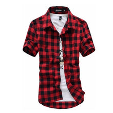 Load image into Gallery viewer, Men Summer Fashion Plaid Shirt Mens Checkered Shirts Short Sleeve Shirt Men Wear