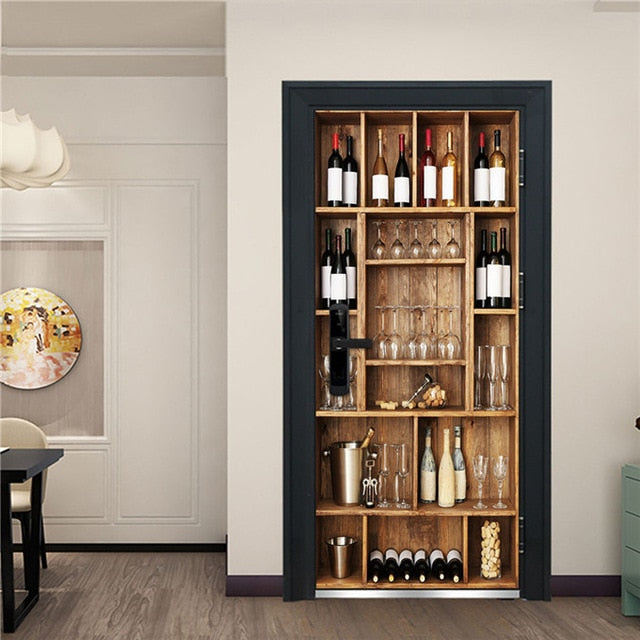 Creative 3D DIY Door Sticker 95x215cm/Custom Size Self Adhesive Wallpaper On the Doors DIY Renovation Waterproof Poster For Bedroom