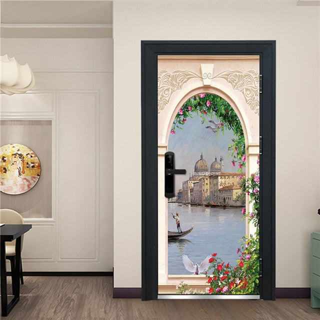 Creative 3D DIY Door Sticker 95x215cm/Custom Size Self Adhesive Wallpaper On the Doors DIY Renovation Waterproof Poster For Bedroom