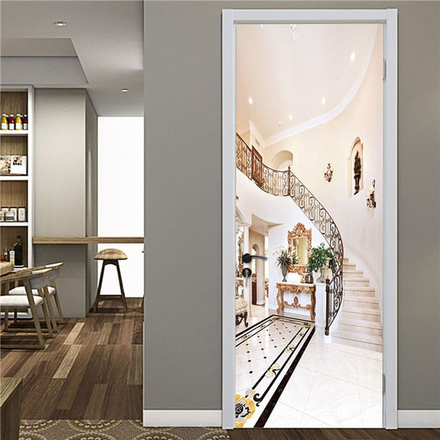 Creative 3D DIY Door Sticker 95x215cm/Custom Size Self Adhesive Wallpaper On the Doors DIY Renovation Waterproof Poster For Bedroom