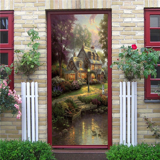 Creative 3D DIY Door Sticker 95x215cm/Custom Size Self Adhesive Wallpaper On the Doors DIY Renovation Waterproof Poster For Bedroom