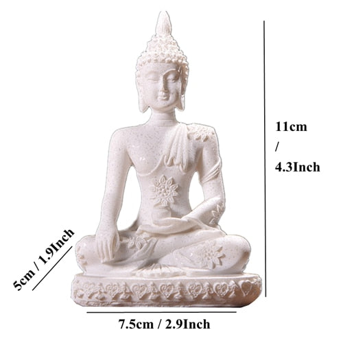 Buddha Statue Nature Sandstone Thailand Buddha Sculpture Hindu Fengshui Figurine Meditation Miniature Home Decor