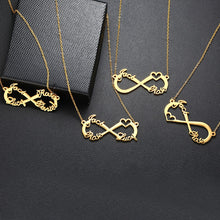 Load image into Gallery viewer, Custom 2/3/4 Names Necklace Infinity with Heart Icon Chokers for Women Personalize Couple Family Nameplate Love Gifts