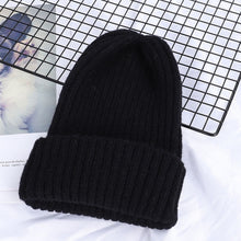Load image into Gallery viewer, Winter Solid Color Wool Knit Beanie Women Fashion Casual Hat Warm Female Soft Thicken Hedging Cap Slouchy Bonnet Ski