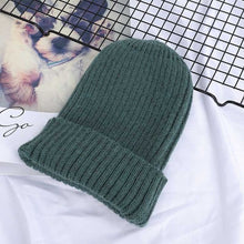 Load image into Gallery viewer, Winter Solid Color Wool Knit Beanie Women Fashion Casual Hat Warm Female Soft Thicken Hedging Cap Slouchy Bonnet Ski