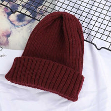 Load image into Gallery viewer, Winter Solid Color Wool Knit Beanie Women Fashion Casual Hat Warm Female Soft Thicken Hedging Cap Slouchy Bonnet Ski