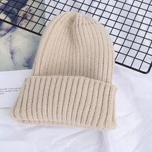 Load image into Gallery viewer, Winter Solid Color Wool Knit Beanie Women Fashion Casual Hat Warm Female Soft Thicken Hedging Cap Slouchy Bonnet Ski