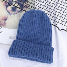 Load image into Gallery viewer, Winter Solid Color Wool Knit Beanie Women Fashion Casual Hat Warm Female Soft Thicken Hedging Cap Slouchy Bonnet Ski