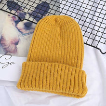Load image into Gallery viewer, Winter Solid Color Wool Knit Beanie Women Fashion Casual Hat Warm Female Soft Thicken Hedging Cap Slouchy Bonnet Ski