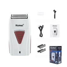 Load image into Gallery viewer, Kemei 3382 Barber Finish Electric Shaver for Men USB Cordless Rechargeable Beard Razor Reciprocating Foil Mesh Shaving Machine