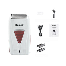 Load image into Gallery viewer, Kemei 3382 Barber Finish Electric Shaver for Men USB Cordless Rechargeable Beard Razor Reciprocating Foil Mesh Shaving Machine
