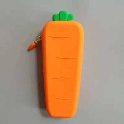 Creative Carrot Series Silicone Soft Pencil Case Pen-holder Organizer Bag Stationery Set Kids Birthday Gift