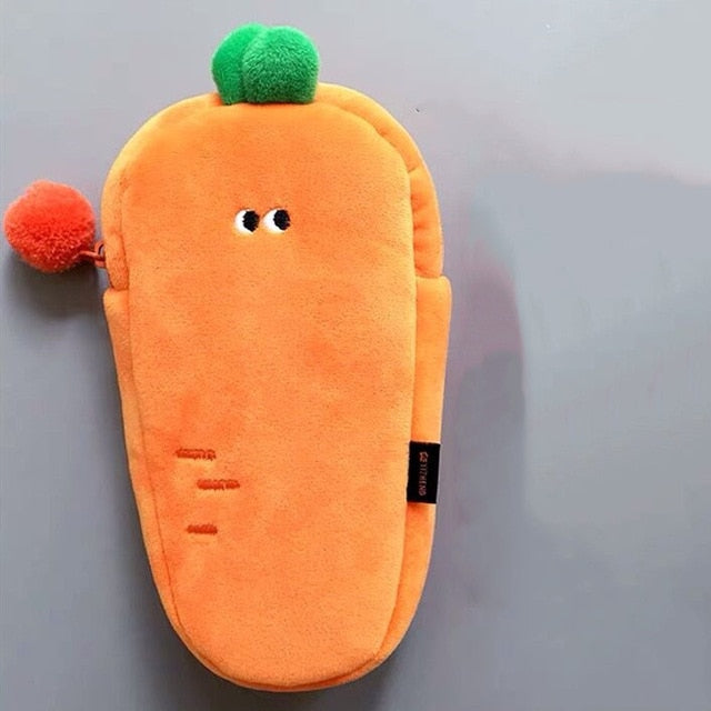Creative Carrot Series Silicone Soft Pencil Case Pen-holder Organizer Bag Stationery Set Kids Birthday Gift